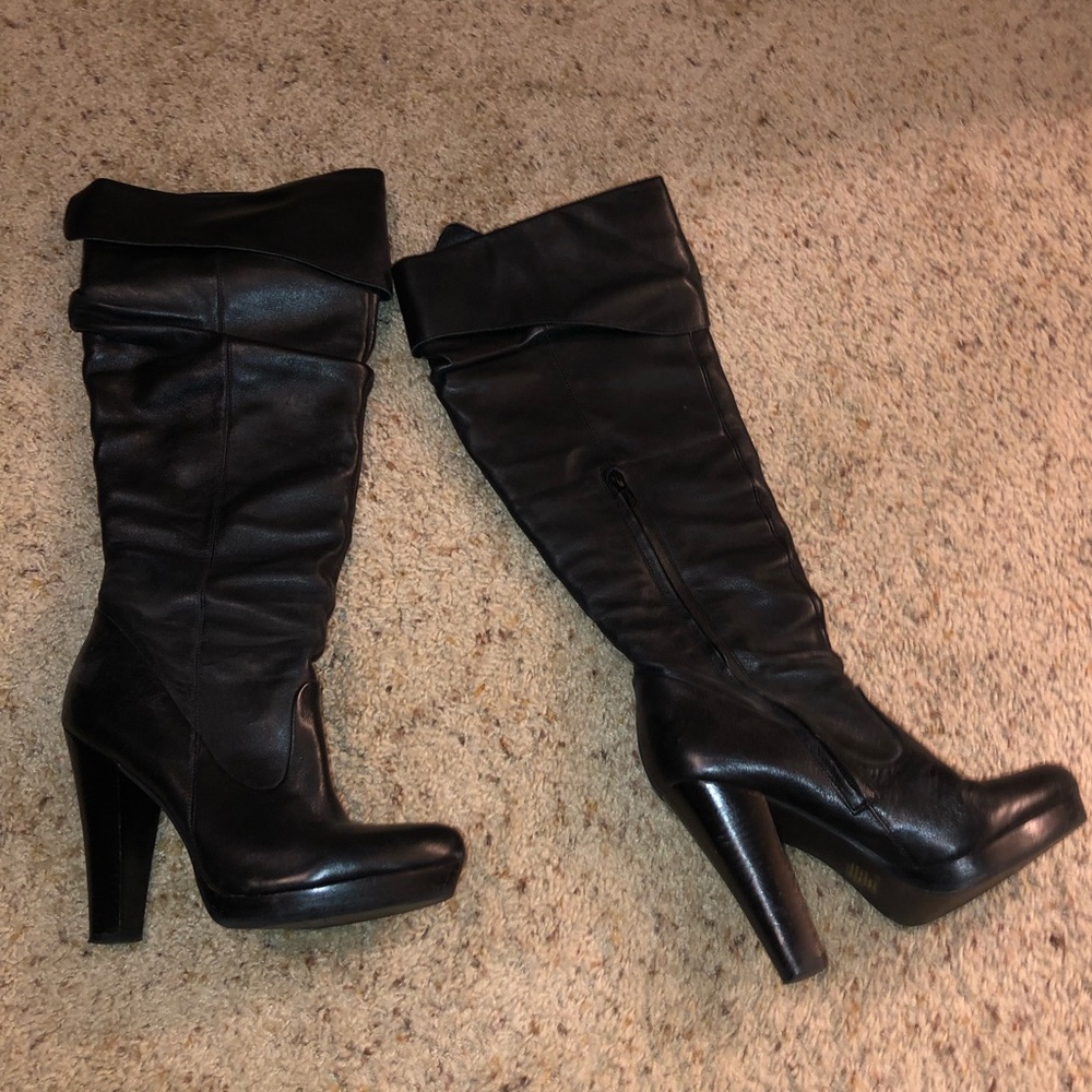 Jessica Simpson black tall leather boots
